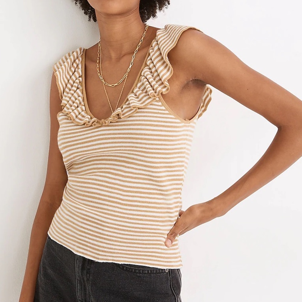 Madewell Belhaven Ruffle Stripe Sweater Tank